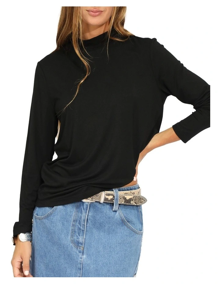 Easy Love Long Sleeve Top in Black image 2