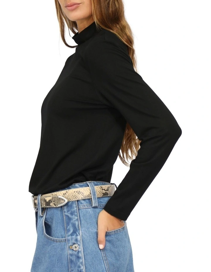 Easy Love Long Sleeve Top in Black image 3