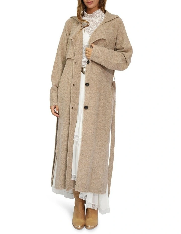 Live in Dream Maxi Trench Cardigan in Khaki image 1