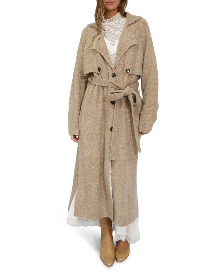 Live in Dream Maxi Trench Cardigan in Khaki image 2