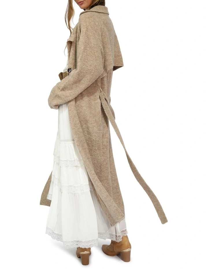 Live in Dream Maxi Trench Cardigan in Khaki image 3