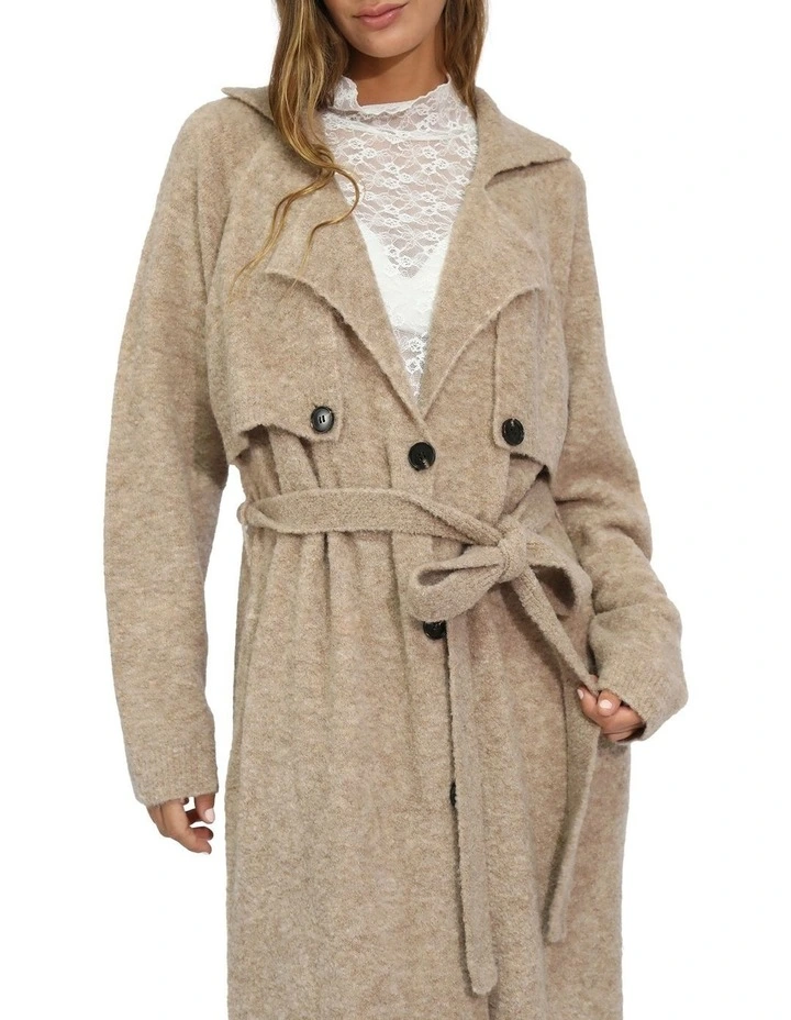 Live in Dream Maxi Trench Cardigan in Khaki image 6