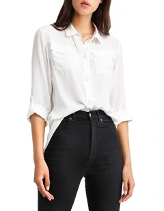 Eclipse Rolled Sleeve Blouse in Cream