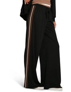 Beach Front Striped Wide Leg Pants in Black