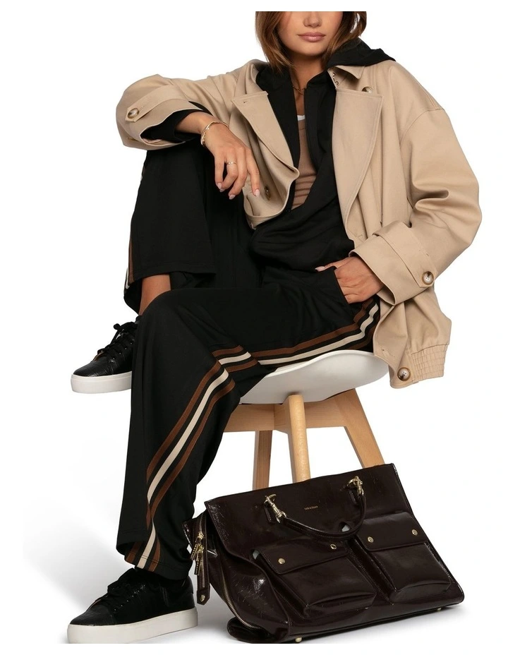 Beach Front Striped Wide Leg Pants in Black image 6