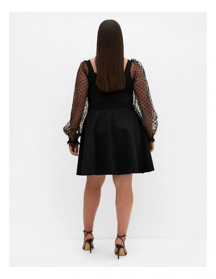 Plus Size Asher Spot Sleeve Skater Dress in Black image 2