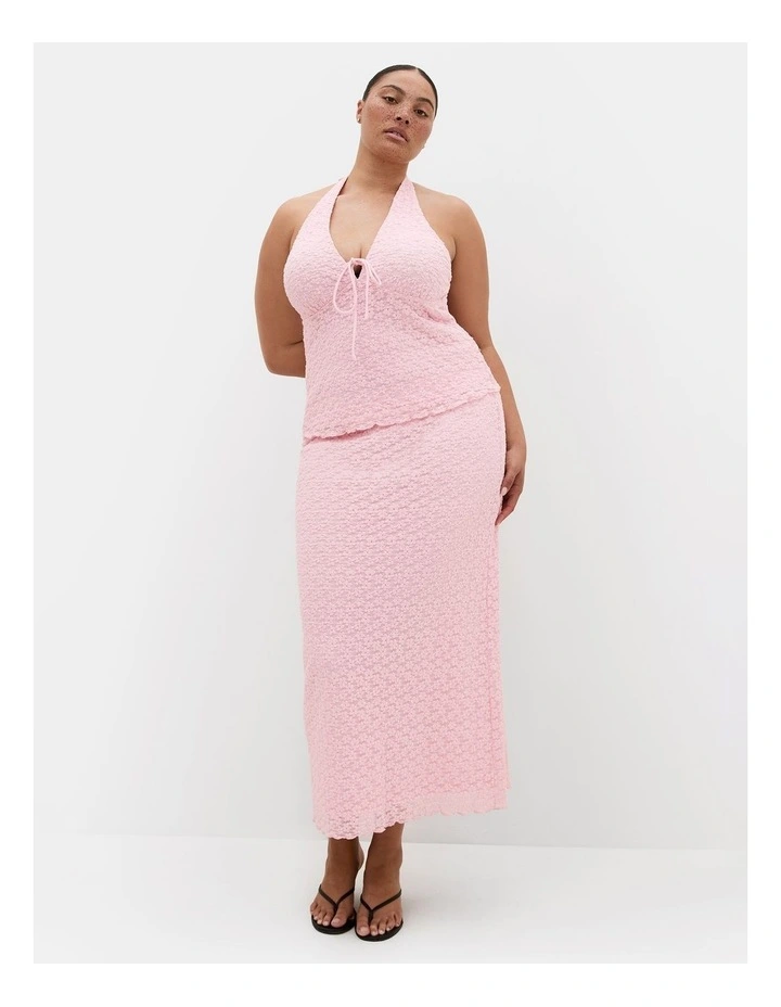 Plus Size Shiloh Lace Halter Top in Heavenly Pink image 1