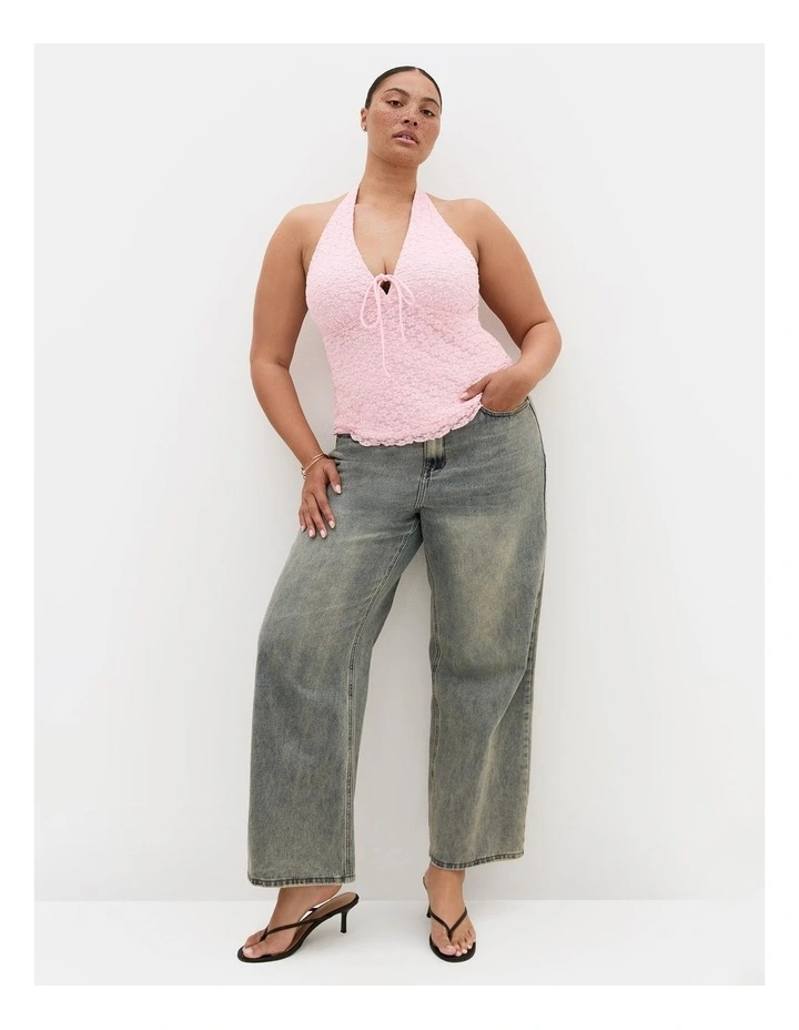 Plus Size Shiloh Lace Halter Top in Heavenly Pink image 3