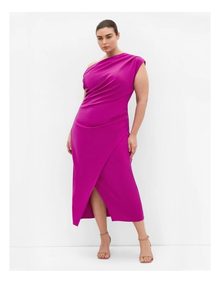 Plus Size Sassy Off Shoulder Dress in Magenta image 1