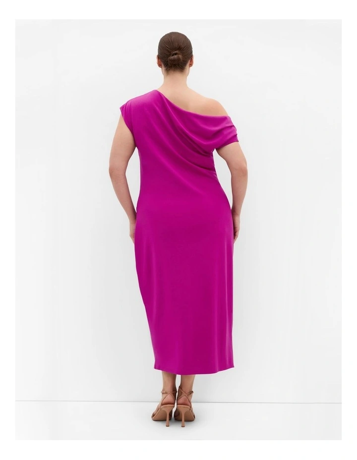 Plus Size Sassy Off Shoulder Dress in Magenta image 2