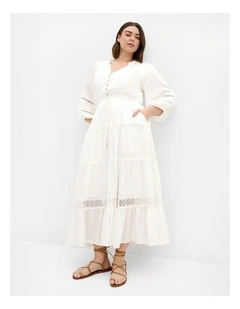 Plus Size Tiana Tier Maxi Dress in Creme
