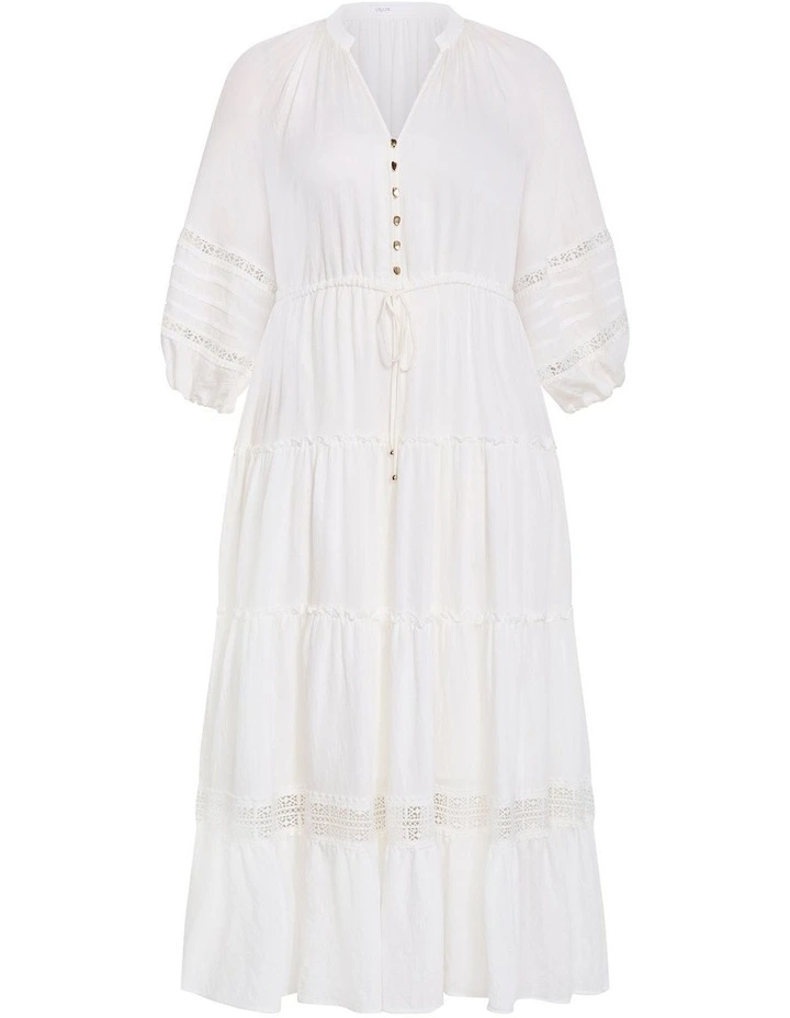 Plus Size Tiana Tier Maxi Dress in Creme image 3