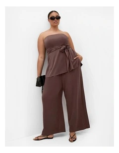 Plus Size Haven Relaxed Wide Leg Pant in Chocolate