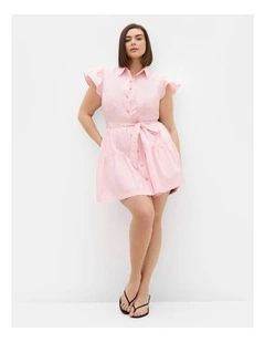 Plus Size Kelsie Cotton Mini Dress in Heavenly Pink