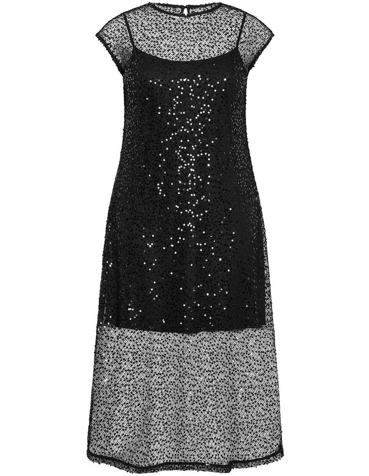 Plus Size Stardust Sequin Midi Dress in Black image 3