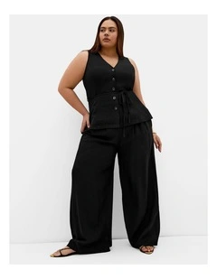 Plus Size Evani Tie Waist Vest in Black