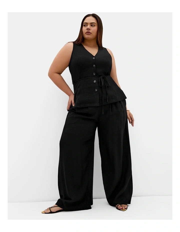 Plus Size Evani Tie Waist Vest in Black image 1