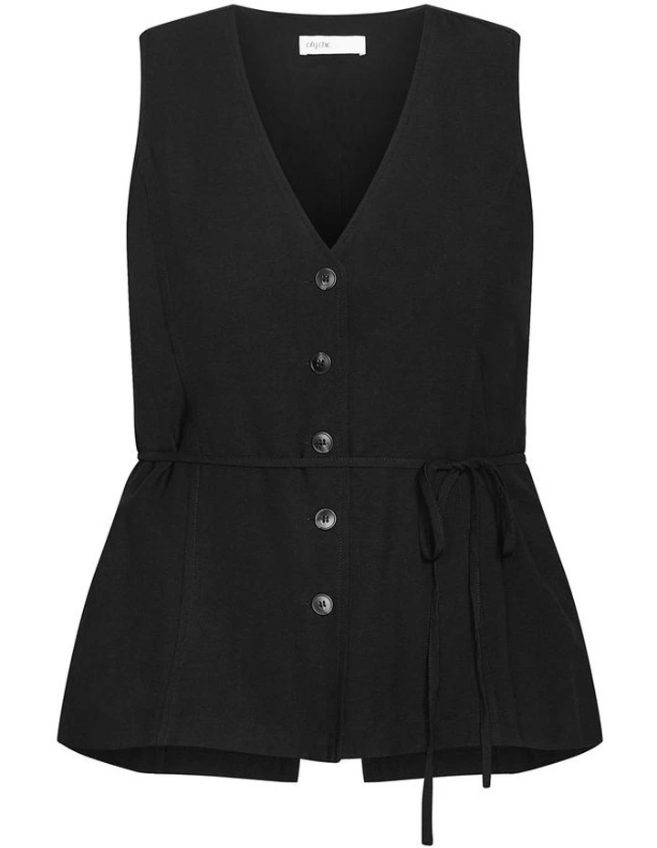 Plus Size Evani Tie Waist Vest in Black image 3