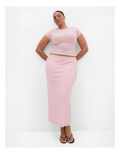 Plus Size Shiloh Lace Short Sleeve Tee in Heavenly Pink