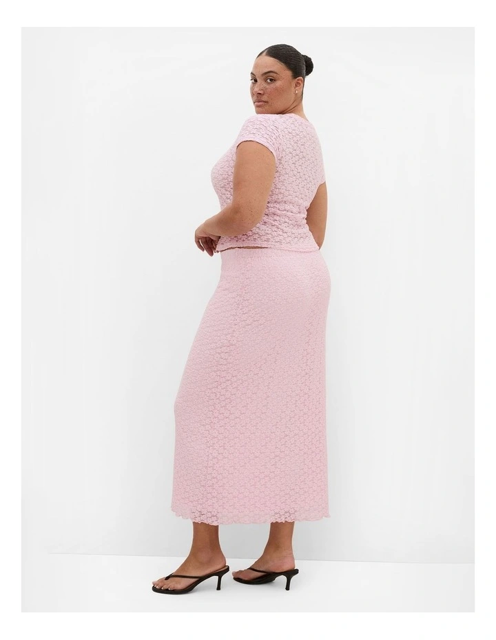 Plus Size Shiloh Lace Short Sleeve Tee in Heavenly Pink image 2