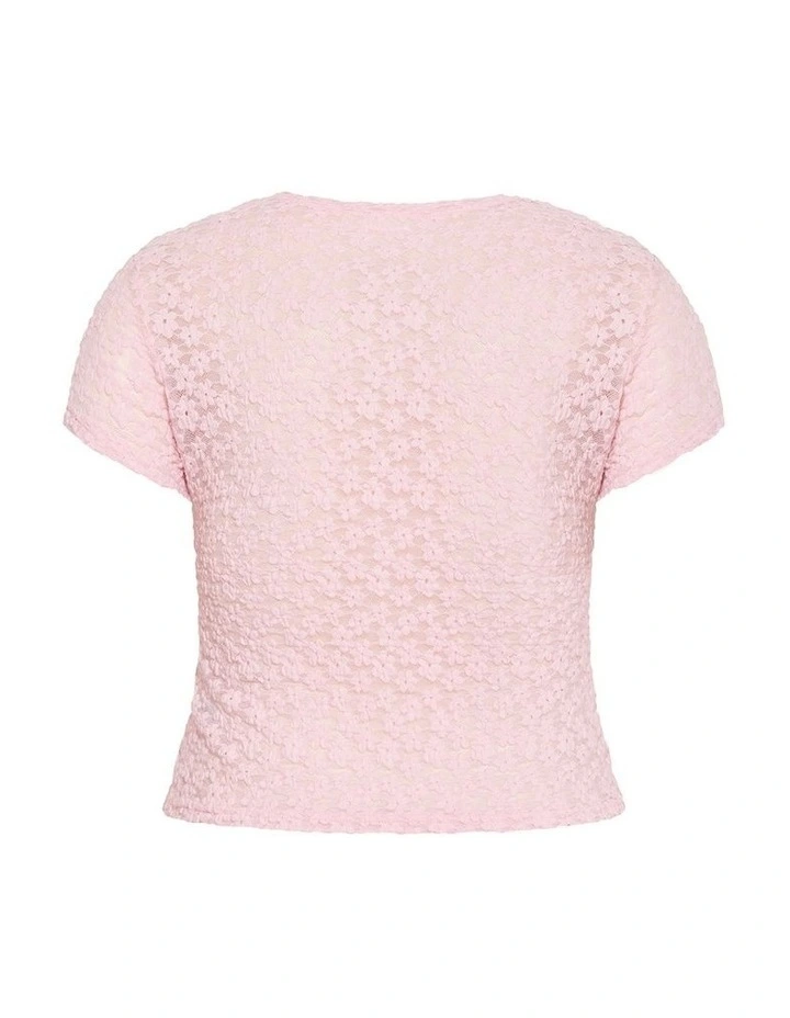 Plus Size Shiloh Lace Short Sleeve Tee in Heavenly Pink image 5