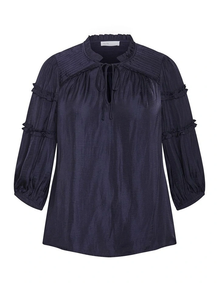 Plus Size Drama Queen Elbow Sleeve Shirt in Navy image 3