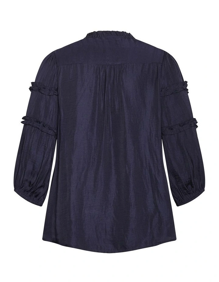 Plus Size Drama Queen Elbow Sleeve Shirt in Navy image 4