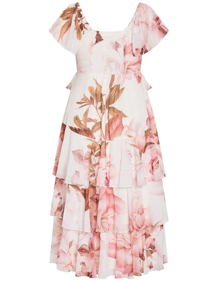 Plus Size Sienna Petal Print Tier Maxi Dress in Cream image 4