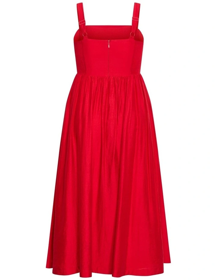 Plus Size Jia Basque Waist Midi Dress in Red image 4