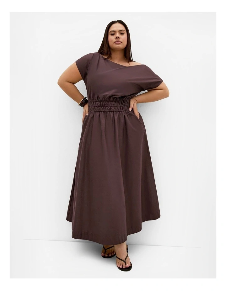 Plus Size Cass Cotton Maxi Dress in Dark Chocolate image 1