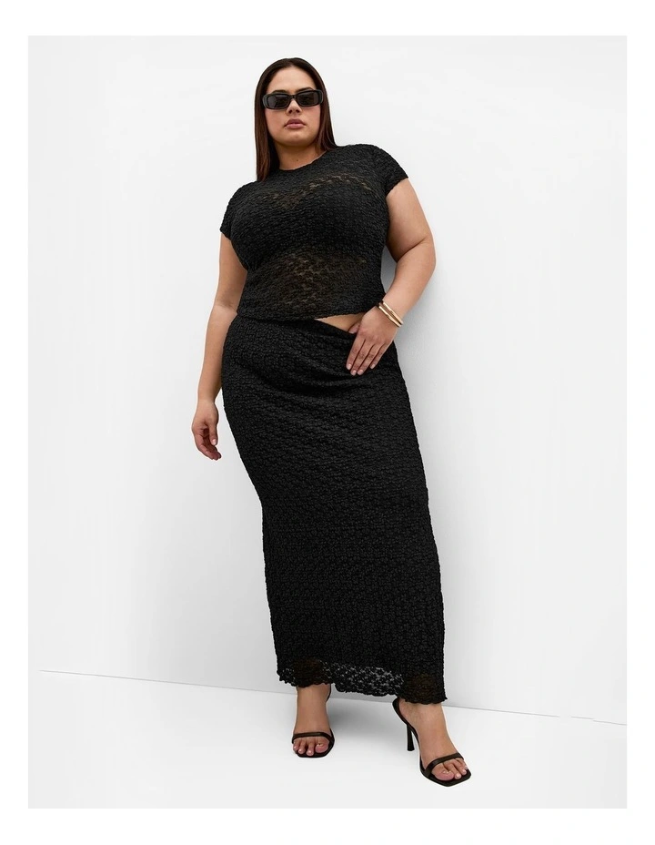 Plus Size Shiloh Lace Short Sleeve Tee in Black image 1