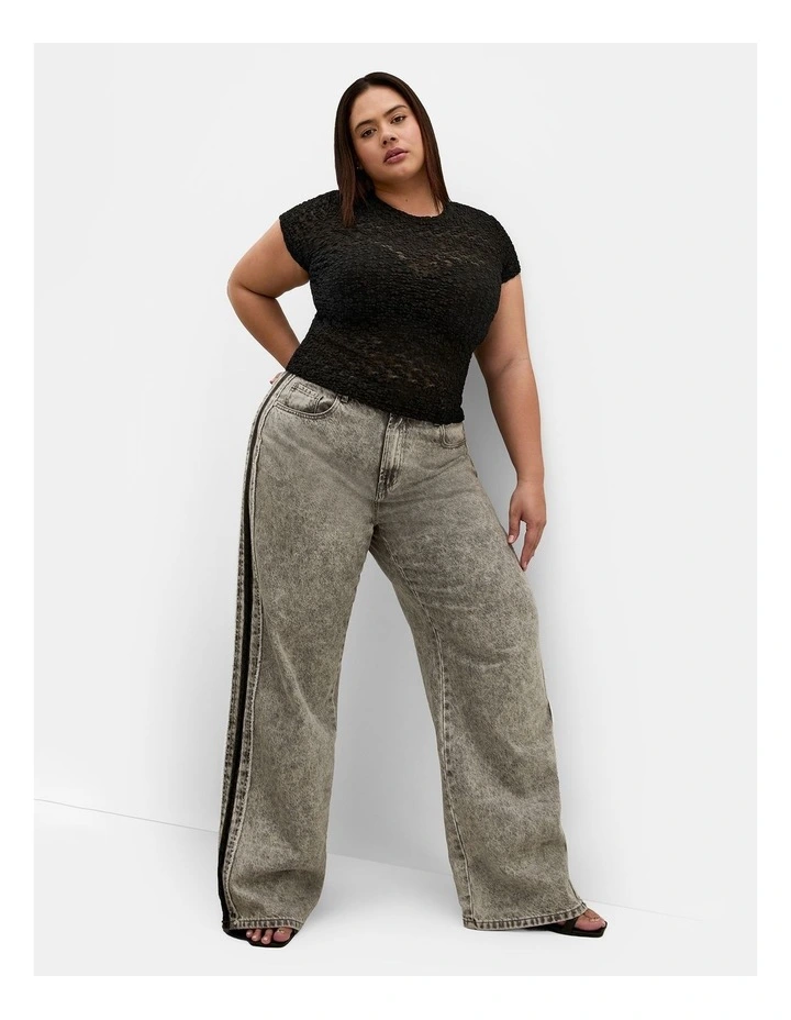 Plus Size Shiloh Lace Short Sleeve Tee in Black image 3