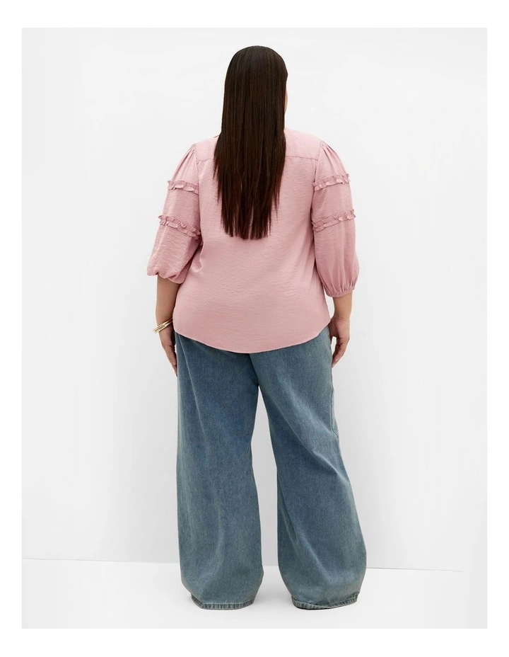 Plus Size Drama Queen Elbow Sleeve Shirt in Dusty Pink image 2