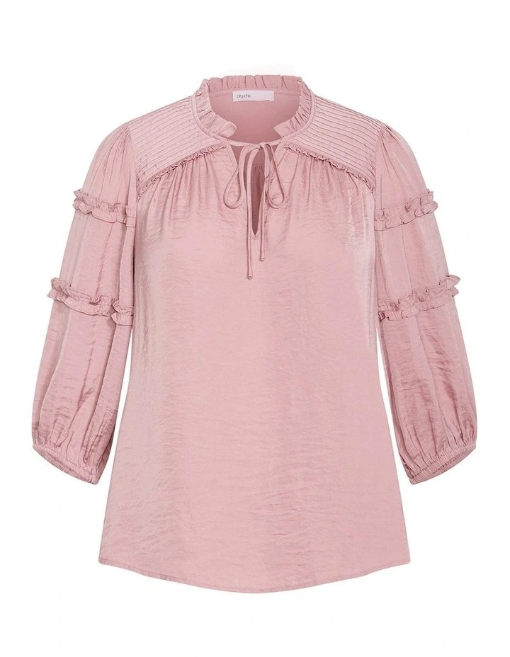 Plus Size Drama Queen Elbow Sleeve Shirt in Dusty Pink image 3