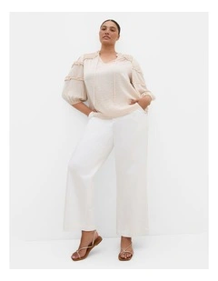 Plus Size Drama Queen Elbow Sleeve Shirt in Porcelain