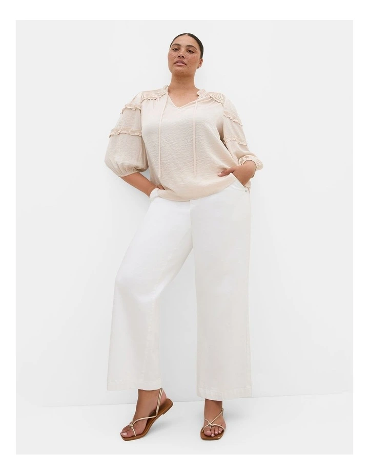 Plus Size Drama Queen Elbow Sleeve Shirt in Porcelain image 1