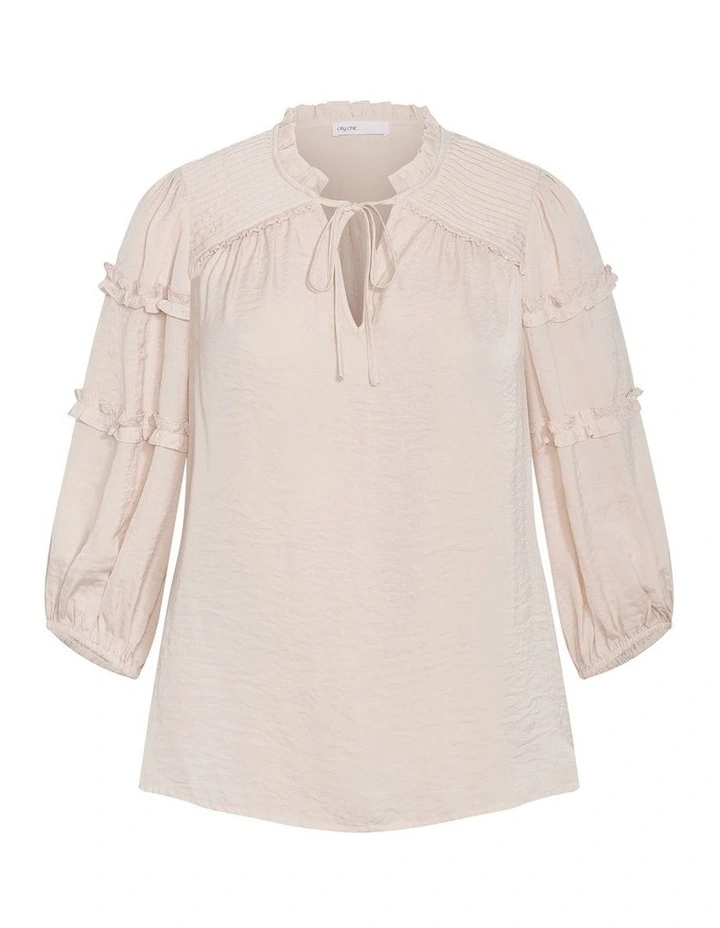 Plus Size Drama Queen Elbow Sleeve Shirt in Porcelain image 3