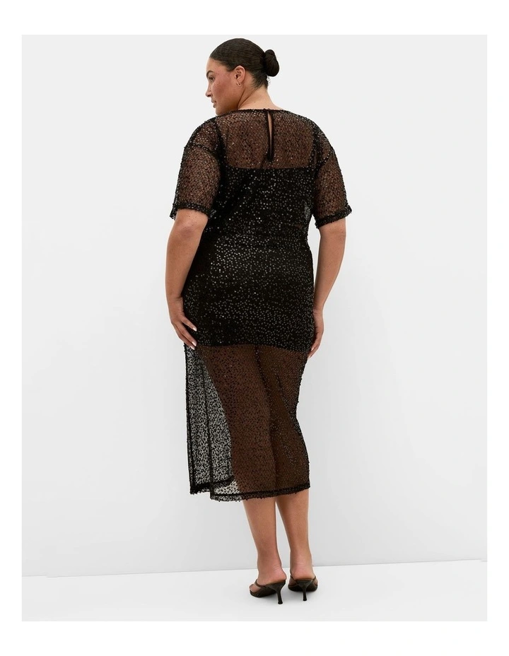 Plus Size Stardust Sequin Maxi Skirt in Black image 2