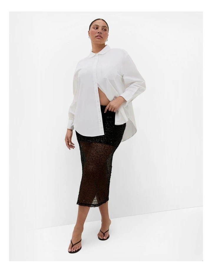 Plus Size Stardust Sequin Maxi Skirt in Black image 3