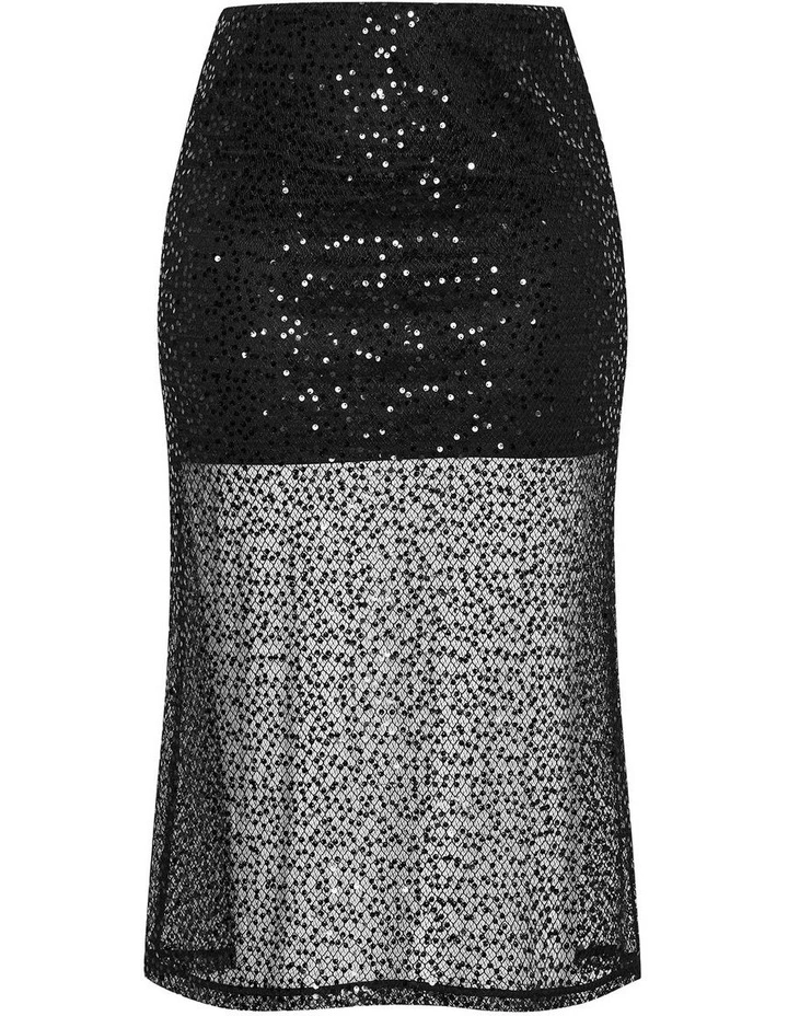 Plus Size Stardust Sequin Maxi Skirt in Black image 4
