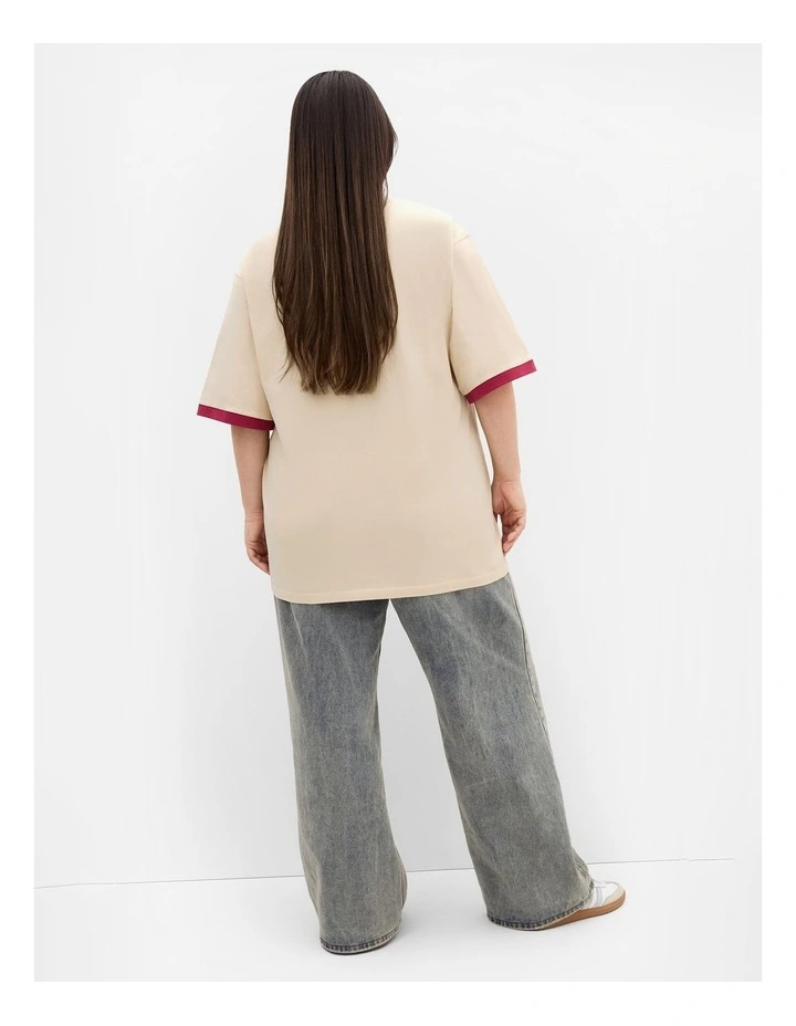 Plus Size Desert Eagle Oversized Cotton Tee in Ivory Wash image 2