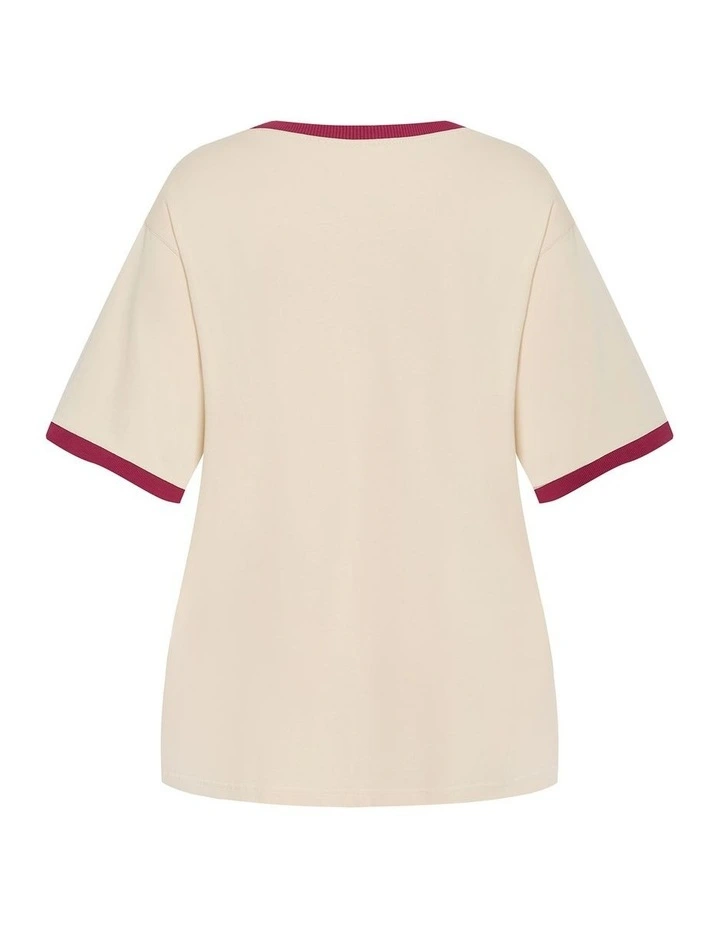 Plus Size Desert Eagle Oversized Cotton Tee in Ivory Wash image 4