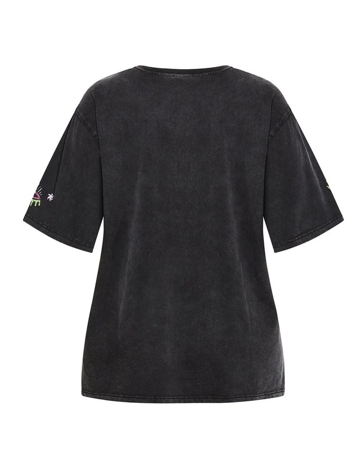 Plus Size Flaming Heart Cotton Tee in Charcoal Stone Wash image 4