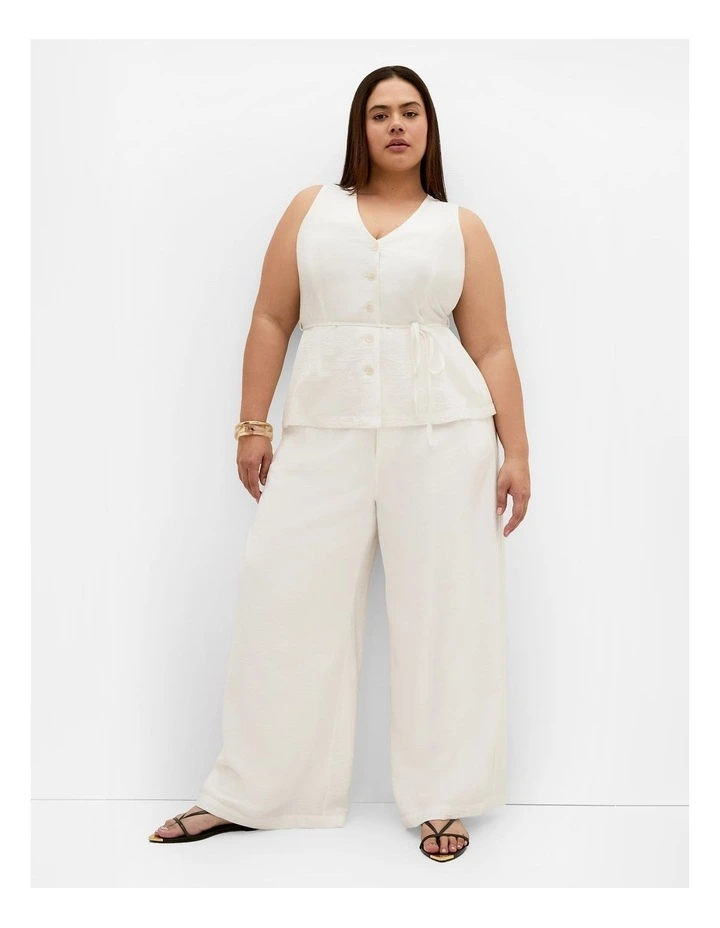Plus Size Evani Tie Waist Vest in Ivory image 1