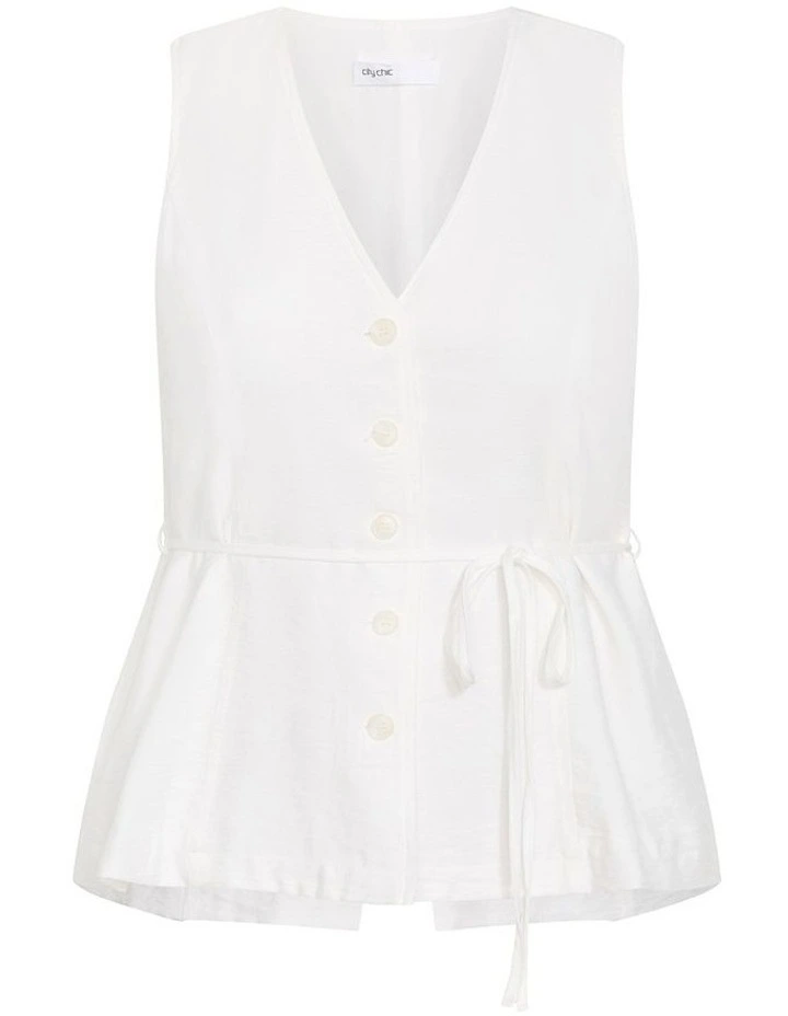 Plus Size Evani Tie Waist Vest in Ivory image 3