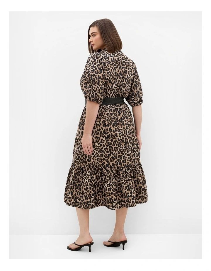 Plus Size Rosie Leopard Print Belted Dress in Chocolate image 2