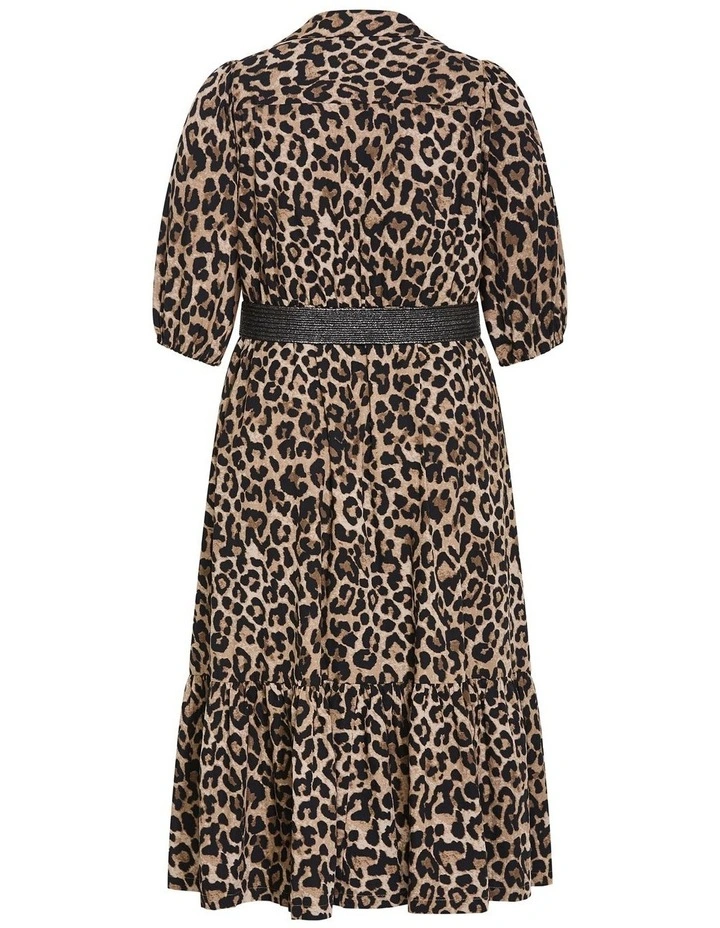 Plus Size Rosie Leopard Print Belted Dress in Chocolate image 4