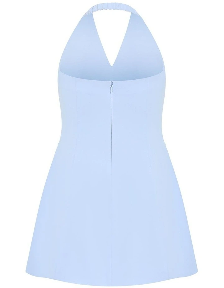 Plus Size Abbie Tailored Halter Mini Dress in Sky Blue image 4