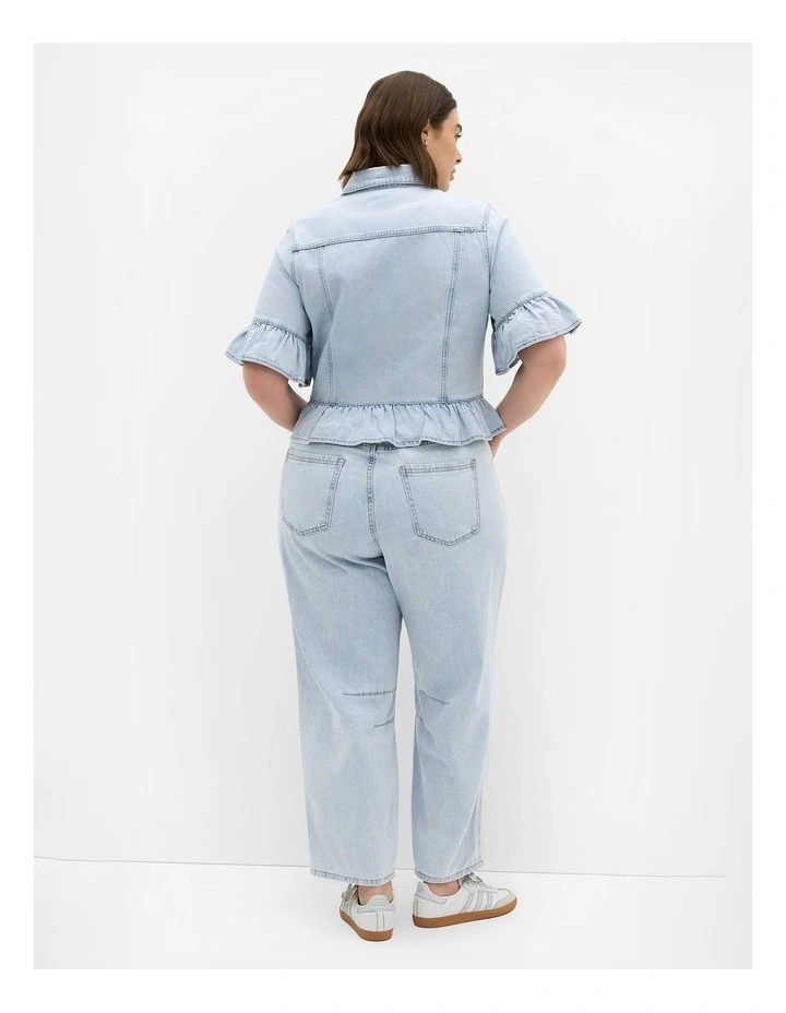 Plus Size Florence Crop Denim Jacket in Light Wash image 2