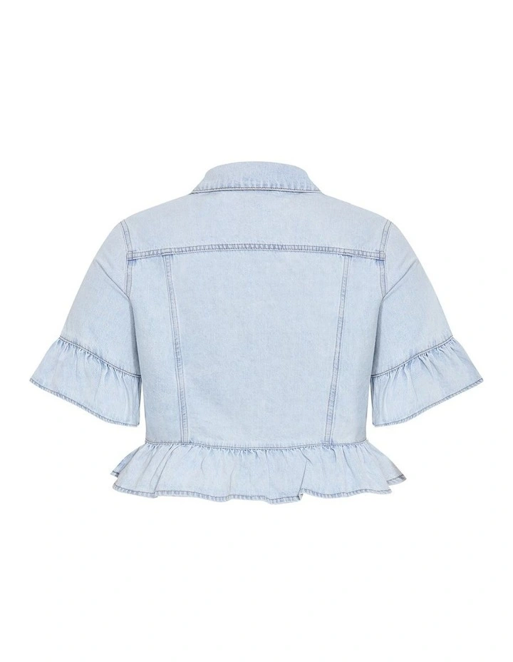 Plus Size Florence Crop Denim Jacket in Light Wash image 4
